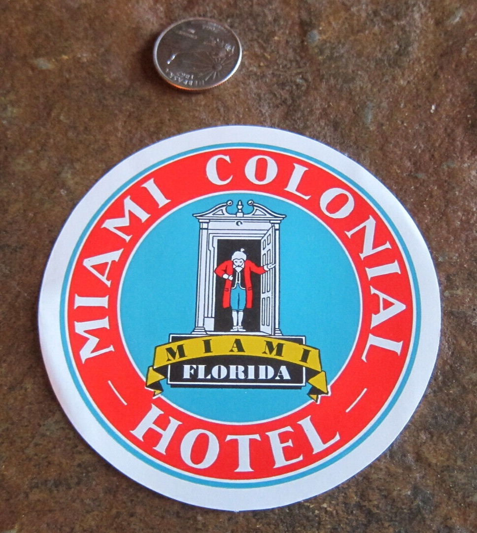 Miami Florida Colonial Hotel Luggage Baggage label