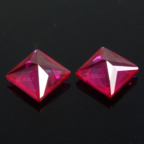 Coppia pietre preziose non riscaldate taglio principessa 4x4 mm rubino rosso naturale certificato Mogok BX06 - Foto 6 di 6