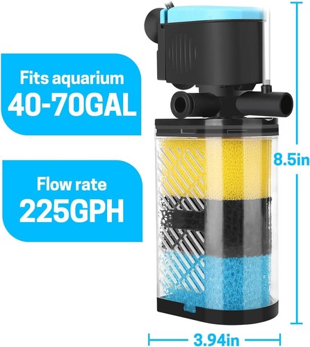 Filtro de acuario AquaMiracle 3 etapas en tanque para 40-70 galones - Imagen 6 de 7