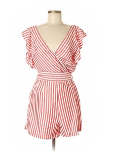 Ann-Taylor-Loft-Red-White-Stripe-Rayon-Shorts-Romper-Size-4-NWT