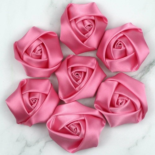 5/100Pcs DIY Satin Ribbon Rose Flower 4cm Craft/Wedding Appliques DIY Decor - Picture 18 of 41