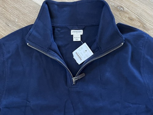 NWT J Crew Crewcuts Factory Boys Sueded Half Zip Popover Preppy Navy XL 12-14 - Picture 2 of 7