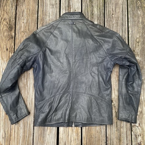 Vintage Andrew Marc Men’s Moto Biker Motorcycle Leather Jacket Gray Size M - Picture 2 of 9