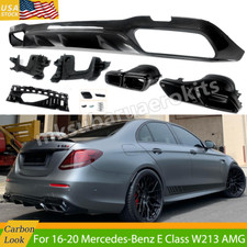 Carbon Look Rear Diffuser Wtailpipe For 2016-20 Mercedes Benz W213 E350 E400
