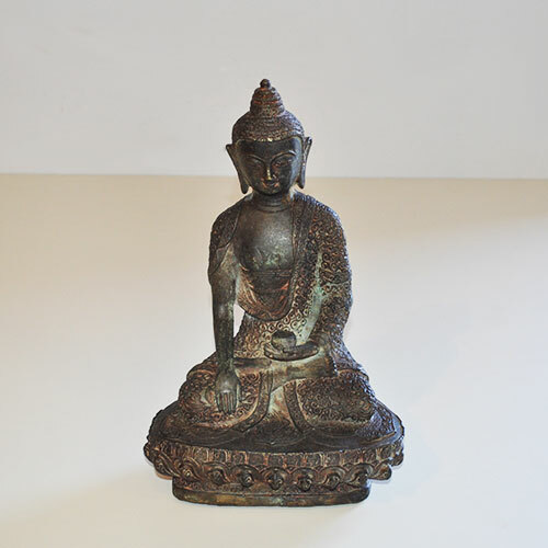 Buddha Shakyamuni Antica scultura Cinese Bronzo dinastia Ching XIX secolo P932 - Foto 1 di 12
