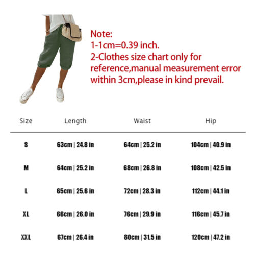 Womens Summer Shorts Solid Color Knee Length Short Pants Ladies Loose Drawstring - Picture 4 of 29