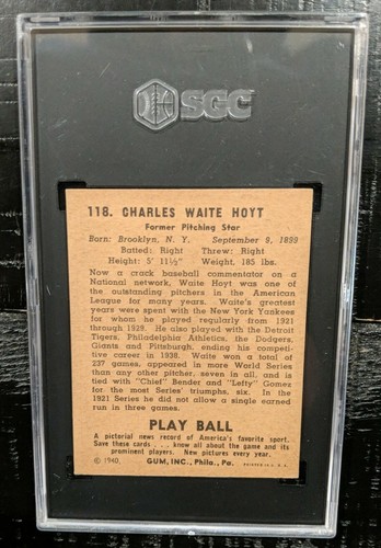 1940 Spielball Waite Schoolboy Hoyt SGC 5 EX #118 absolut wunderschön Vintage - Bild 4 von 7