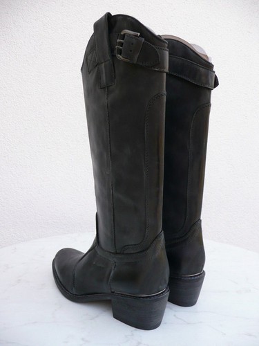 Janet & Janet 37.5 Boots Cowboy Vintage Shoes Black New Former RRP 275€ - Picture 4 of 7