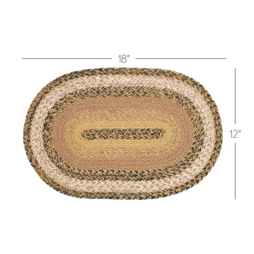 Kettle Grove Jute Oval Placemat 12x18 Natural Country Black Caramel Farmhouse - Picture 2 of 5
