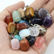 20pcs Mixed Natural Stone Irregular Shape Pendants Beads for Diy Jewelry Making