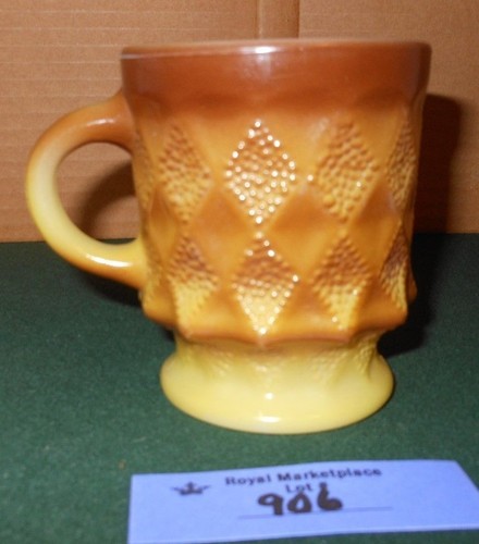 ANCHOR HOCKING FIRE KING Glass KIMBERLY Coffee Mug Brown Yellow FADE Vintage - Picture 2 of 6