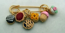 Stitch Markers PASTRY SHOP for Knit or Crochet set of 6 Cupcake Donut Pie Pineap