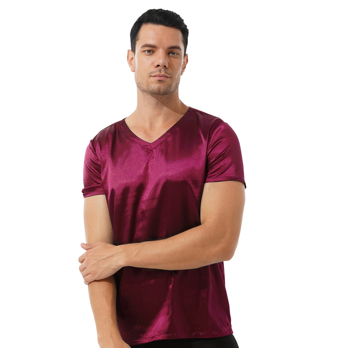 Profondo Scollo A V T Shirt Per Gli Uomini Low Cut Scoop Tee - Foto 3