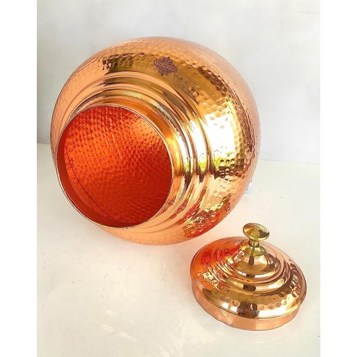 Hammered Design Copper Water Dispenser Pot Matka Storage Home Kitchen 8.5 Ltrs - Picture 3 of 3