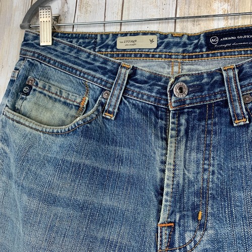 Jeans rectos ajustados AG Adriano Goldschmied Protege envejecidos 31 32 LEER - Imagen 10 de 12