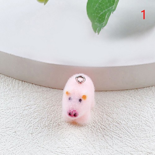 Flocking Piglet Keychain Resin Phone Pendant officiel Bear Keyring Earphone Decor