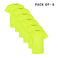 High visibility T-Shirt Gildan Workwear Safety Green Hi Vis Tees 5.3oz Pack 6