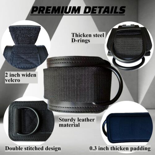 Ankle Straps Cable Machine Attachment Glute Kickback Leg Hip Single - Picture 3 of 6