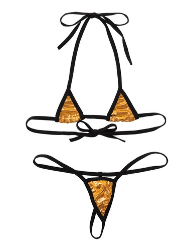 Damen Micro Bikini Set Glänzend BH Oberteil Mini G-String Badeanzug Tanga Dessous - Bild 86 von 131