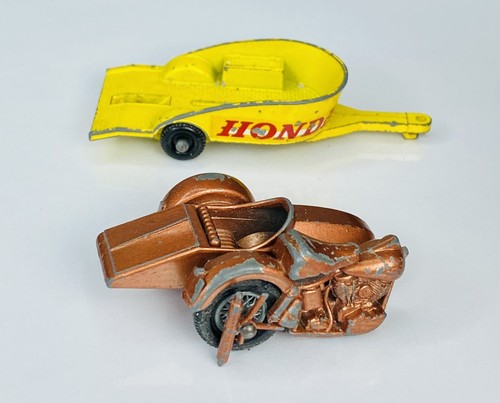 Vintage 1962 Matchbox Moko Lesney #66 Harley Davidson w/ Honda Trailer - Picture 5 of 6