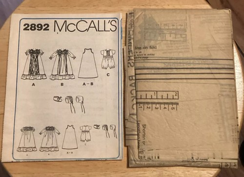 McCall's 2892 Sewing Pattern  - Infants - Christening Gown & Romper - Picture 7 of 8