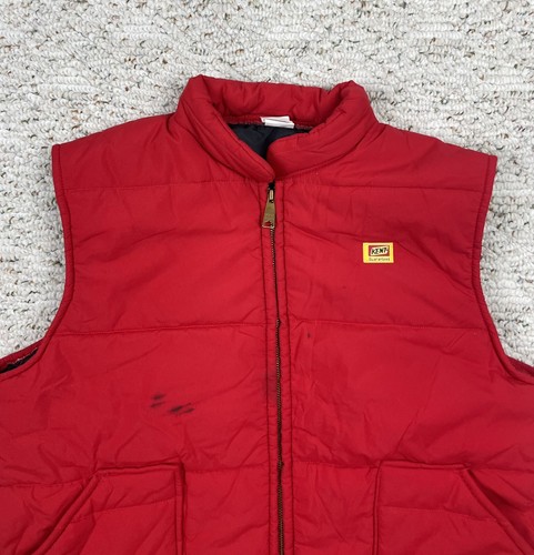 Vintage Sz LG Men’s Kent Feeds Guaranteed Swingster Puffer Vest Red, Markings - Picture 2 of 11