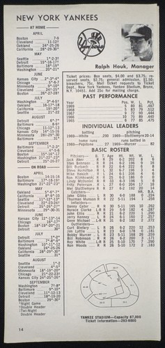 1970 DETROIT TIGERS & NEW YORK YANKEES - HOME/AWAY ROSTER SCHEDULES - Picture 2 of 2