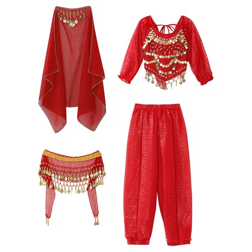 Kids Girls Outfits Halloween Dancewear Glittery Costume Arabian Princess Pants - Picture 10 of 41