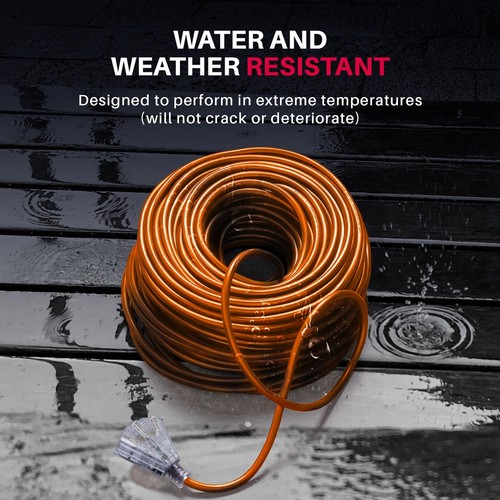 10ft Power Outdoor Extension Cord & Indoor - Waterproof Electric Drop Cord Cable - Picture 3 of 7
