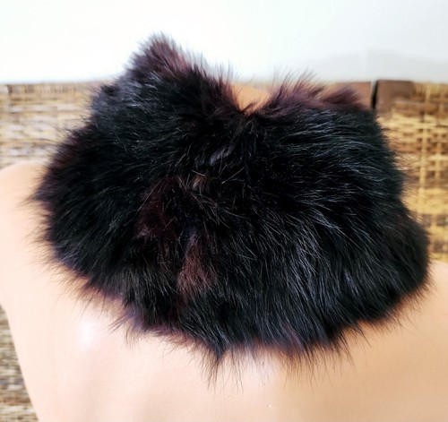 Genuine Vintage Antique Mink? Fur Collar Loop Hook Approx 22” Black Red Brown - Picture 2 of 5