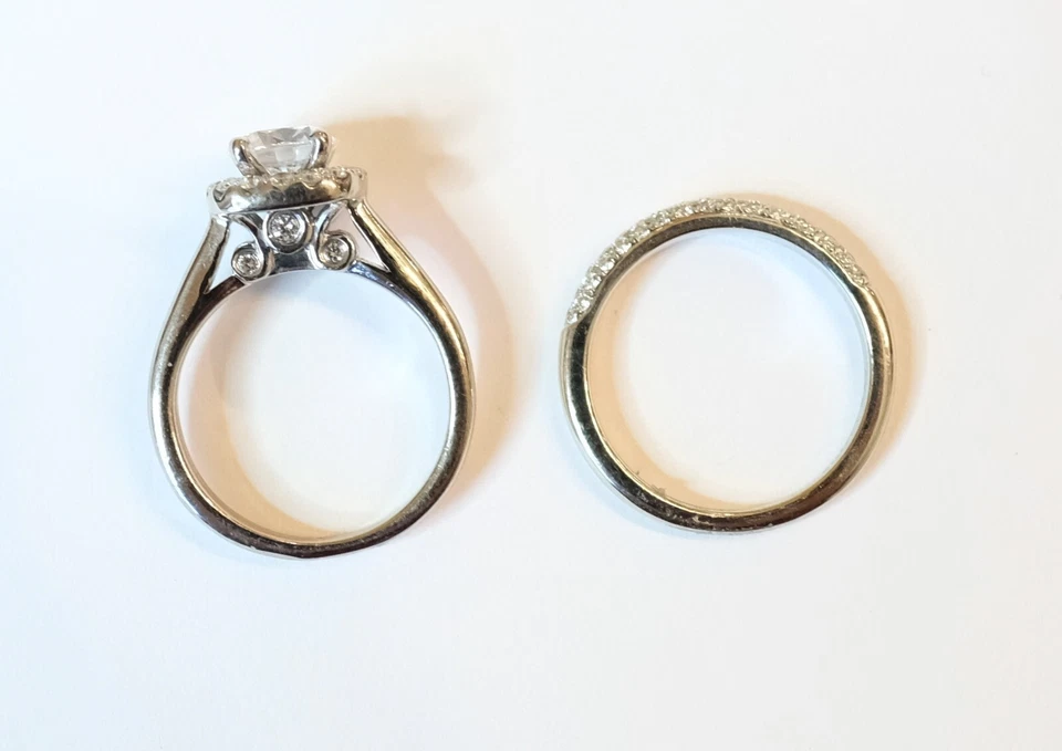 SCOTT KAY - 14k 钻石光环婚礼套装 - 白金娇小尺寸 4 3/4 - 5 1/2 — 第 2/4 张图片