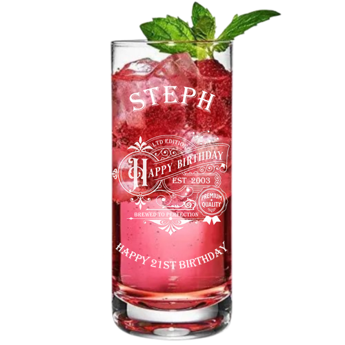 Personalised, Victorian Styled, Highball Glass, Birthday Gift, 18th 19th 20th - Picture 3 of 13