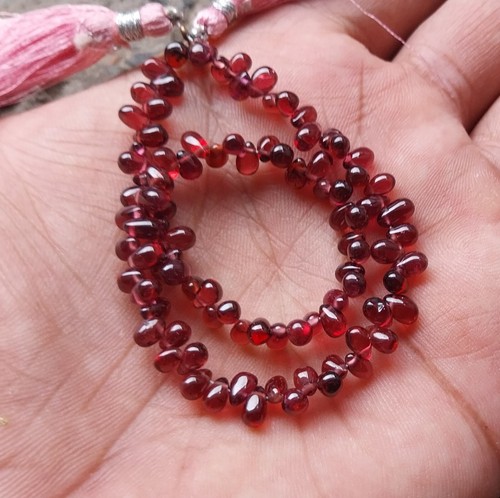 57 Ct Natural Smooth Purple Pink Color Rhodolite Garnet Teardrops 9 inch Beads - Picture 22 of 24