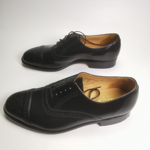 ~ Vintage ~ WM Loake & Sons ~ Semi Brogue Oxford Schuhe ~ Größe 8,5 Oban schwarz ~ - Bild 9 von 21