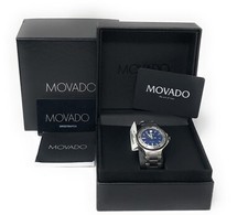 Movado Men's 2600013 Series 800 Stainless Watch/ S. Steel/Blue Dial/ 37mm Case