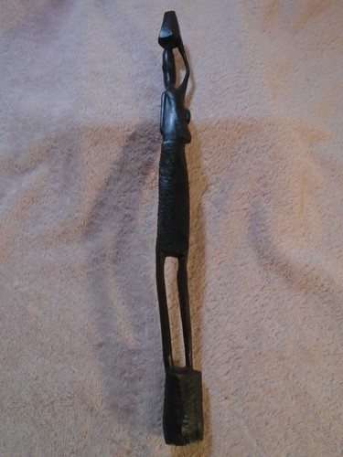 Estatuilla de ébano hecha a mano alta delgada escultura de madera de mujer africana tallada - Imagen 5 de 9