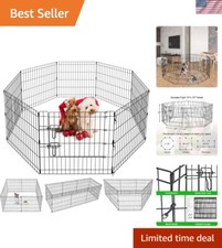 Sturdy 24-Inch Portable Pet Playpen - Ideal Dog and Small Animal Exercise Fence