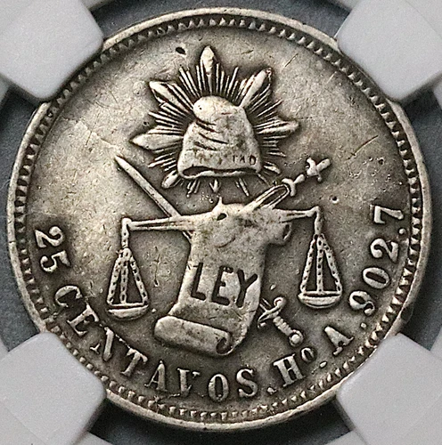 1879-Ho NGC XF 40 Mexico 25 Centavos Hermosillo Mint Coin POP 1/1 (23080701C)