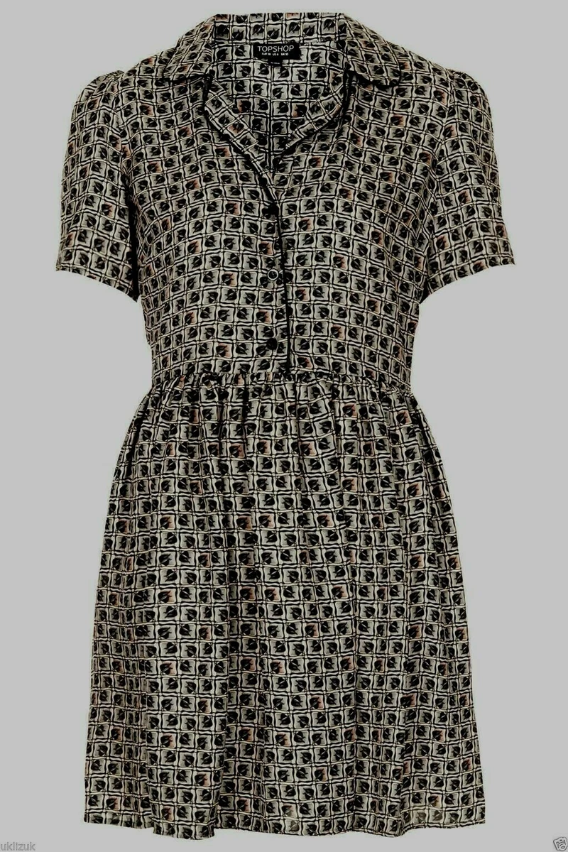 Topshop Cosplay Alt Nude Beige Black Silky Piped Tile Dress Size 6