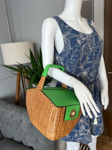 Kate Spade Picnic In The Park Tasche Grün Leder Korbtasche - Bild 17 von 19
