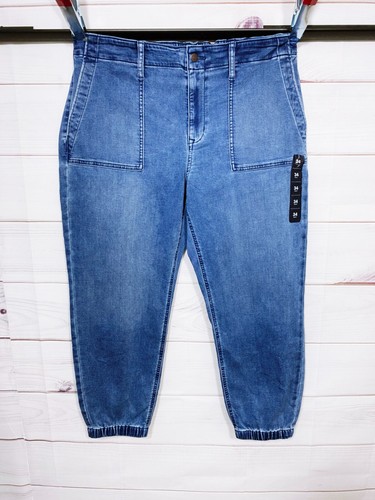 J Crew Womens Denim Utility Jogger Pant Size 34 Blue Stretch Pockets