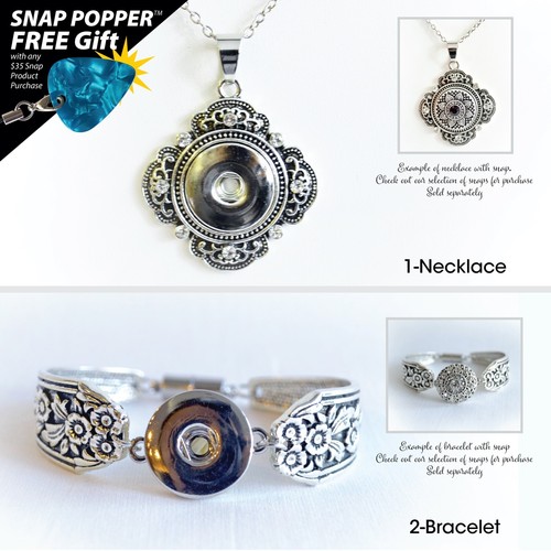 Blumen Armreif Schnapparmband oder Vierflügel Floral Halskette passt 18mm-20mm Snap - Bild 1 von 16