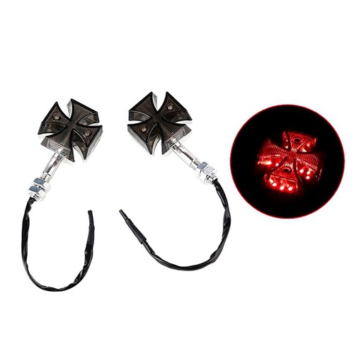 2x Motorcycle Cross Red Led Brake Running Turn Signal Tail Light Custom Cruiser  - Picture 2 of 6