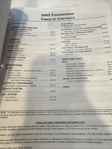 2003 Ford Thunderbird Factory Service Repair Manual With Wiring Diagrams - Picture 3 of 8