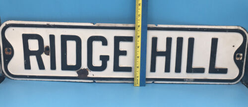 Vintage Ridge Hill Street Sign Heavy Gauge Metal. Patina - Picture 4 of 4