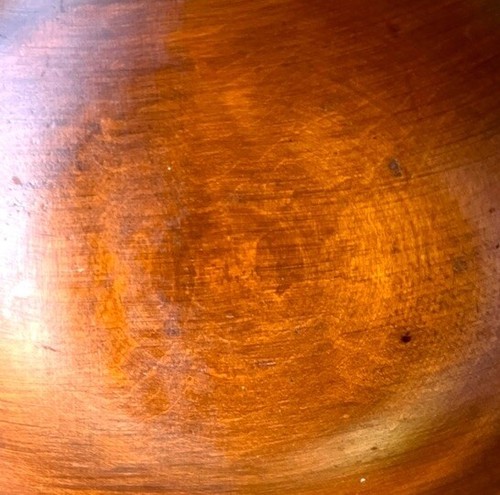 Vintage Munising Wooden Bowl with Long Handle 3 Footed Hand Carved Signed Smooth - Picture 3 of 11