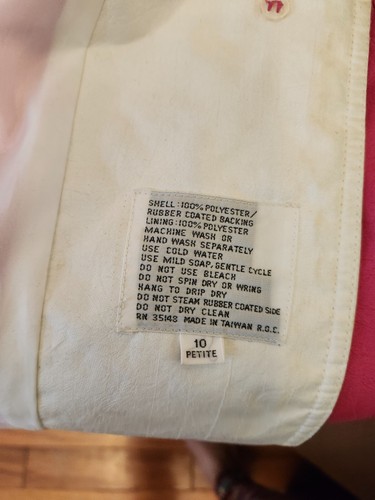 Vtg Misty Harbor Pink Hooded Rain Coat Jacket Full Length - 10 Petite - Picture 6 of 11