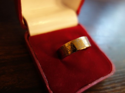 DAVID STAR MEN'S RING TUNGSTEN CARBIDE by Ceramic Gestalt 15.1 Gr - Picture 2 of 5