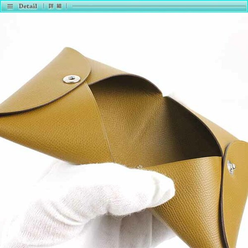 Auth Hermes Calvi Card Case Brown Leather Coin Case Purse Wallet Accessory Case - Bild 4 von 6