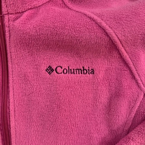Columbia Jacket Youth 14-16 Pink Logo Spelled Out Full Zip Up Fleece Jacket - Picture 4 of 11